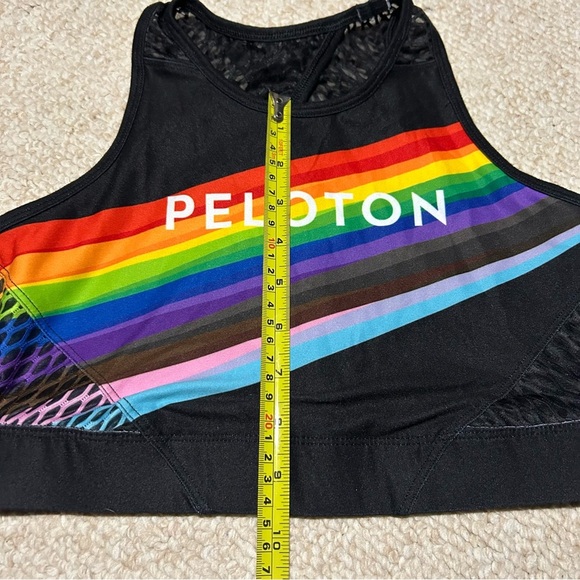 Peloton x WITH Pride Flag Noir High Neck Sports Bra. Size Medium. Rainbow. - Picture 4 of 8